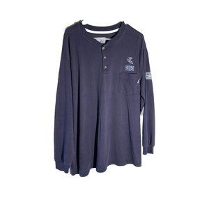 Tyndale FR Henley Shirt Men XXL Blue Long Sleeve Flame Fire Resistant ARC Rated